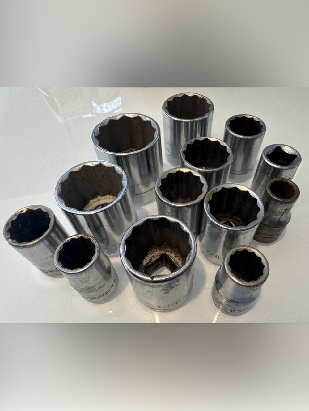 Vintage Craftsman Sockets Lot of 13 Pieces 1/2 inch Drive Standard SAE 12 pt USA